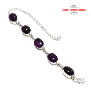 Wonderful Amethyst Gemstone Bracelet Rare Jewelry's Brass Bracelet