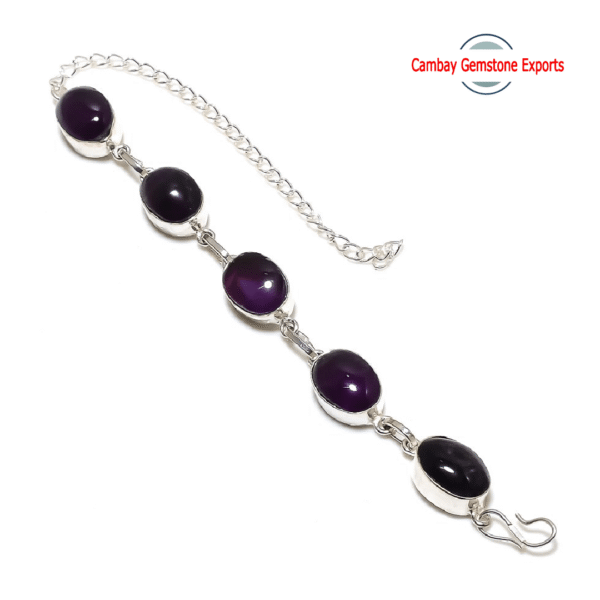 Wonderful Amethyst Gemstone Bracelet Rare Jewelry's Brass Bracelet