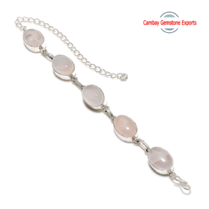 Natural Rose Quartz Gemstone Bracelet Top Quality Oval Shape Bracelet