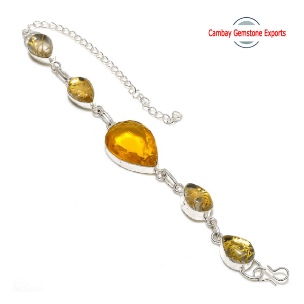 Amazing Quality Golden Rutile Doublet Quartz Bracelet Gift For Women
