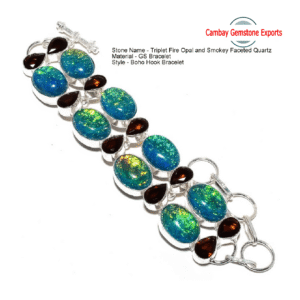 Wondrous Green Opal and Smokey Quartz Gemstone Bracelet