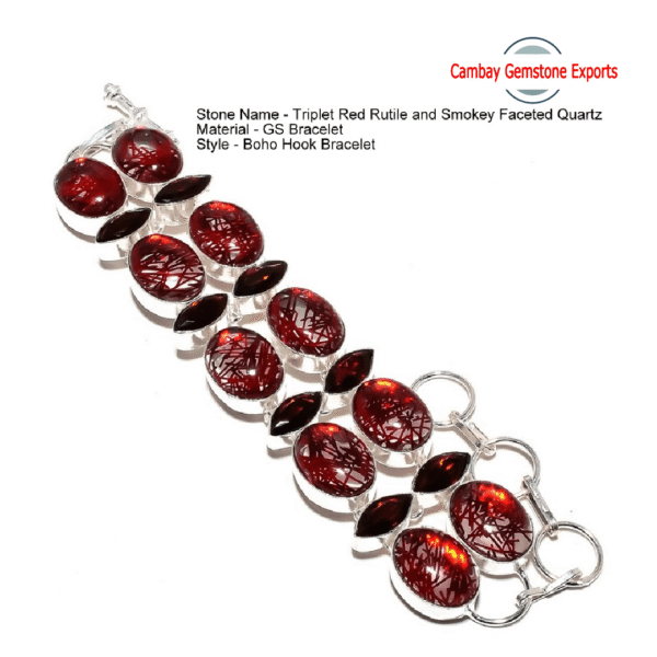 AAA Quality Red Rutile Doublet Quartz Gemstone Bracelet Gift For Women