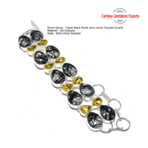 Superb Doublet Black Rutile Gemstone Bracelet Gift For Christmas Bracelet