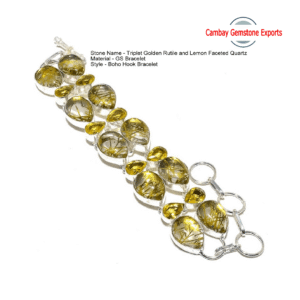 Top Quality Golden Rutile Doublet Gemstone Bracelet Christmas Gift