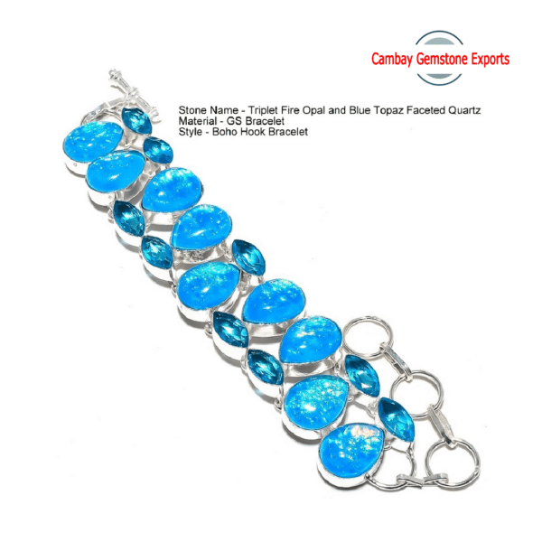 Beautiful Doublet Blue Opal Gemstone Bracelet Brass Jewelry's Gemstone Bracelet