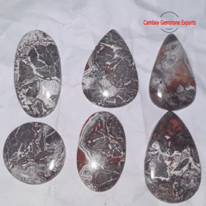 Natural White and Red Jasper Gemstone Cabochon Loose Jewelry's Gemstone