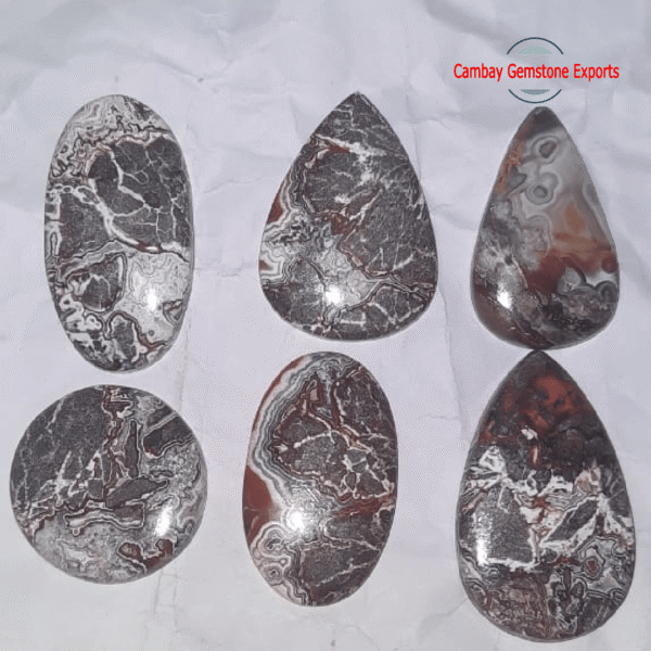 Natural White and Red Jasper Gemstone Cabochon Loose Jewelry's Gemstone