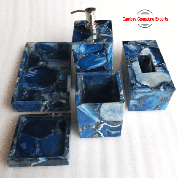New-Project-2023-06-04T165632.194-min.png Natural Blue Less Agate Gemstone Bathroom Set Gift For Him Bathroom Set