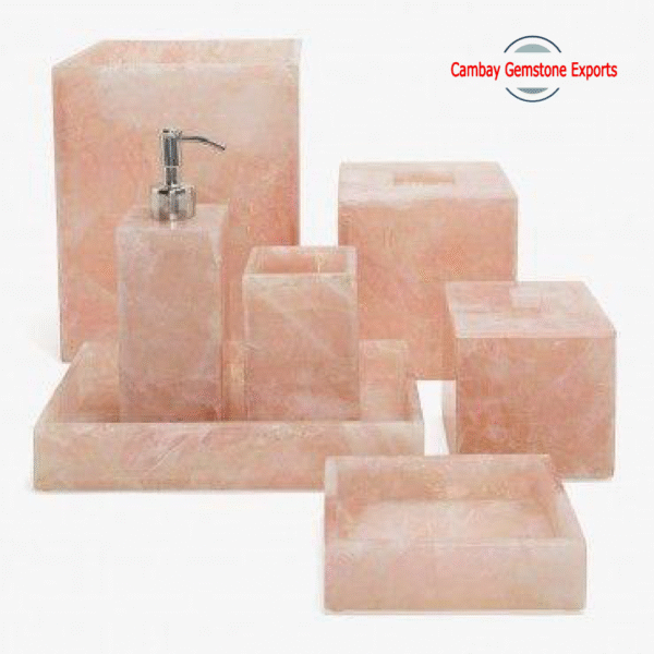New-Project-2023-06-04T165650.794-min.png Natural Rose Quartz Gemstone Bathroom Set Gift For Him Bathroom Set