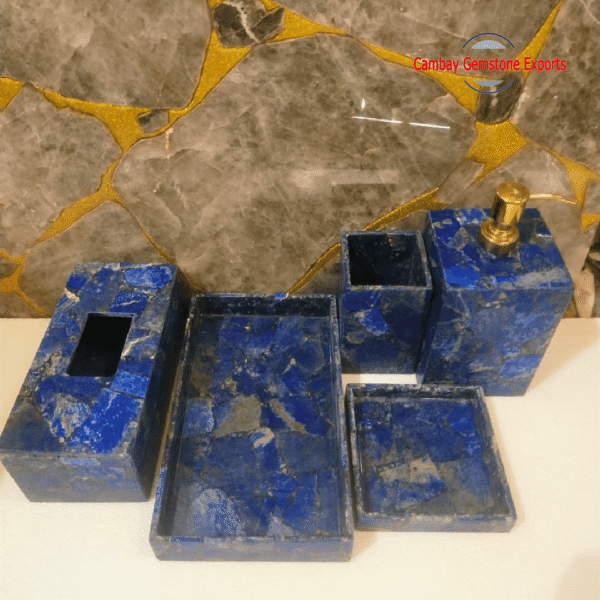 Natural Lapis Lazuli Gemstone Superb Bathroom Set Christmas Bathroom Set