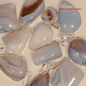 Natural Blue Less Agate Flat Back Cabochon Gemstone Pendant Christmas Jewelry's Pendant