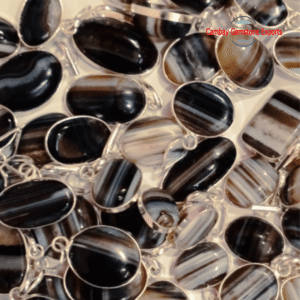 Natural Black Banded Agate Cabochon gemstone Pendant Thanks giving Gift