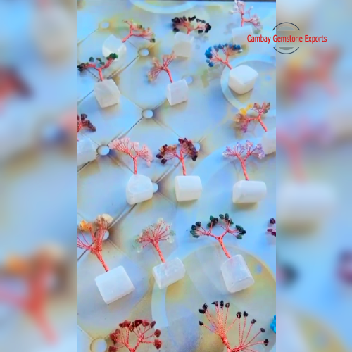 Selenite Gem Trees with All-Stone Chips