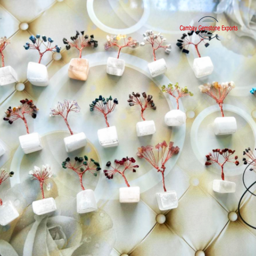 Selenite Gem Trees with All-Stone Chips