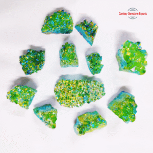 Green Aura Coated Stone Cluster