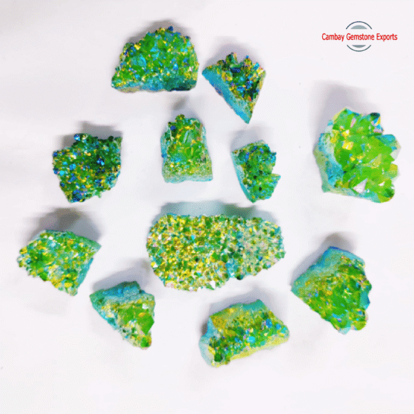 Green Aura Coated Stone Cluster