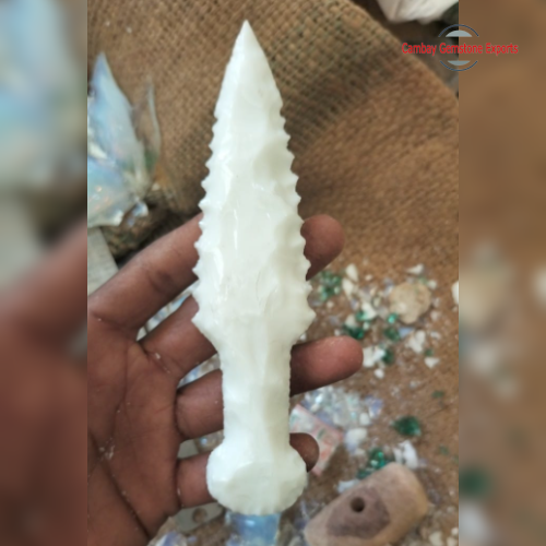 White Quartz Sharp Arrowhead – 6 Inch Natural Crystal