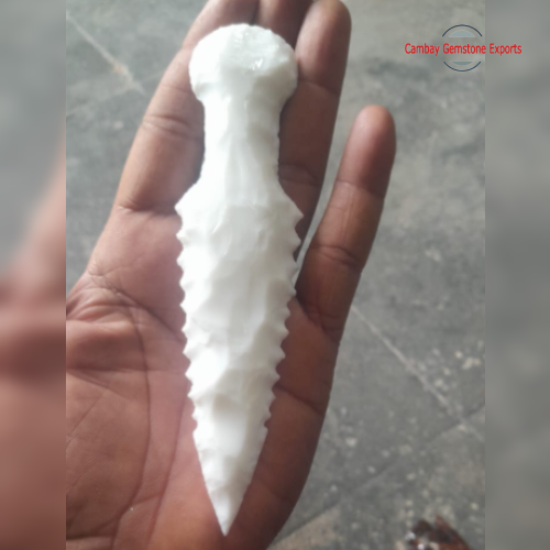 White Quartz Sharp Arrowhead – 6 Inch Natural Crystal