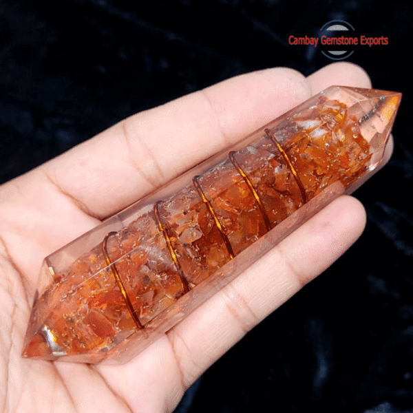 Carnelian Mix Stone Orgonite Wand