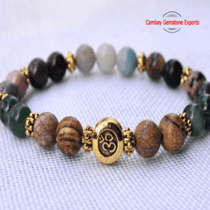 Natural Mix Gemstone Bracelet Handmade Om Bracelet Thanksgiving Bracelet