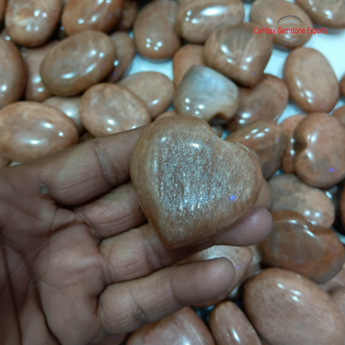 AAA Quality Moonstone Heart Palmstones