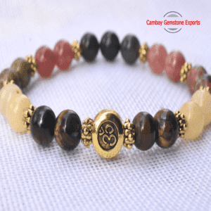 Natural Mix Gemstone Bracelet Handmade Om Bracelet Thanksgiving Bracelet