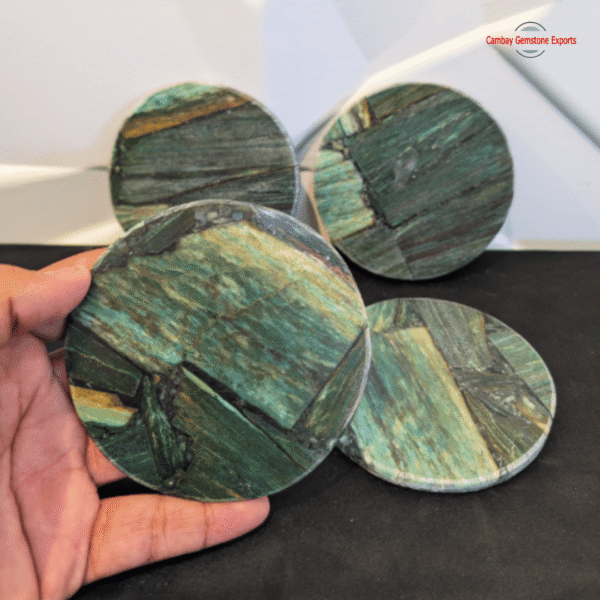Green Aventurine Coasters Resin Polish