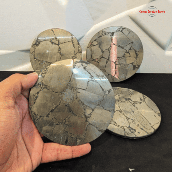 Pyrite Coasters Resin Polish