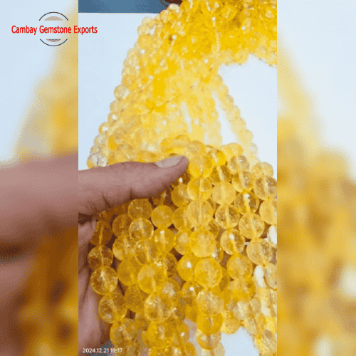 Natural Citrine Facet 12mm Beads Line