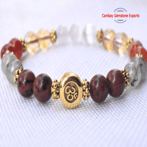 Natural Mix Gemstone Bracelet Handmade Om Bracelet Thanksgiving Bracelet