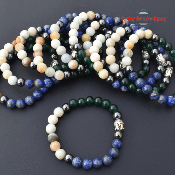 Natural Unakite and Carnilian Genstone Bracelet Healing For Energy Buddha Bracelet