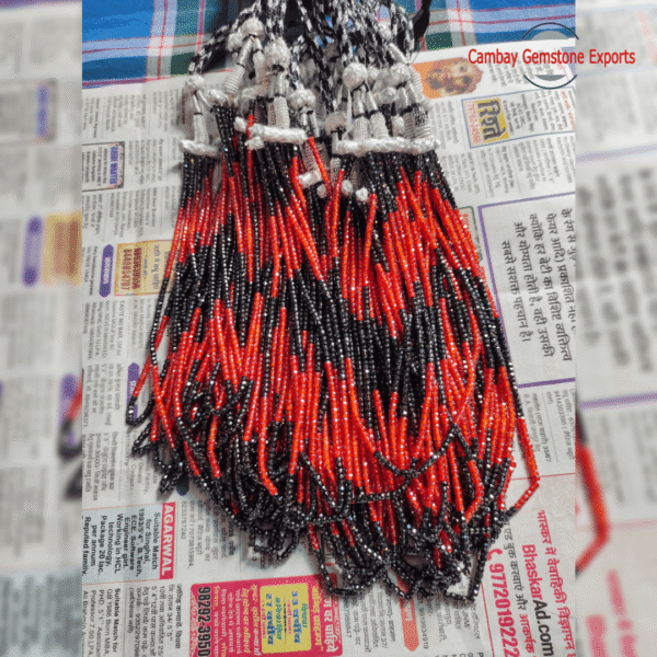 Red Black Round Faceted Strand Necklace