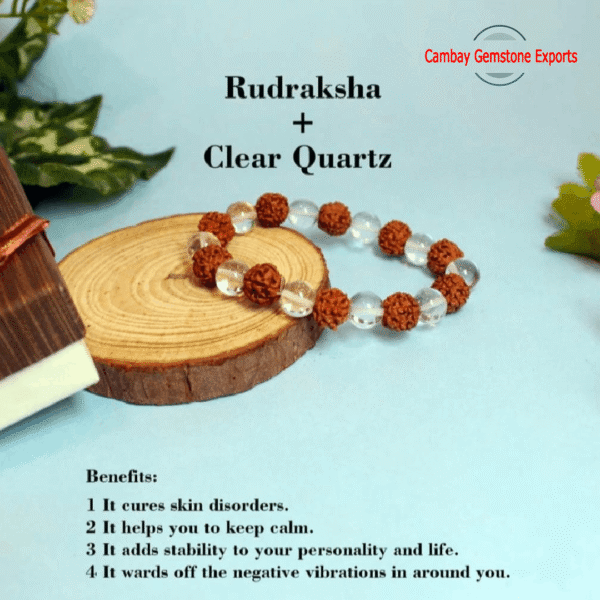 Natural Crystal and Rudra Gemstone Bracelet Jewellry Bracelet Birthday Gift
