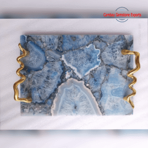 Charming Blue Agate Serving Trays Coffee, Tea Serving Trays Home Decor Gift