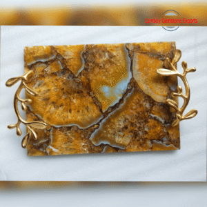 Natural yellow Agate Stone Serving Trays Handmade Unique Item