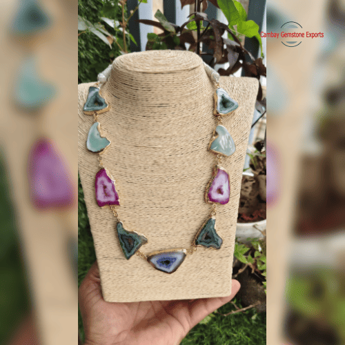 Agate Druzy Slices Necklaces #4