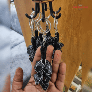 Selenite Keychain Black Obsidian Keychain